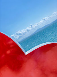 High angle view of swimming pool against sea