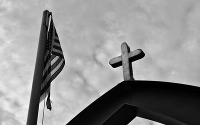 Low angle view of church against cloudy sky