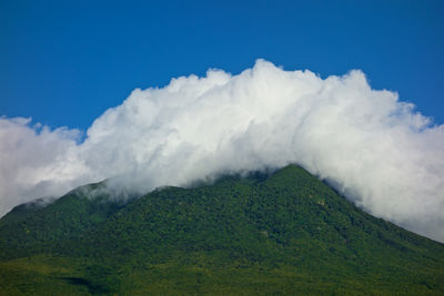 Scenic view of mountains against cloudy sky