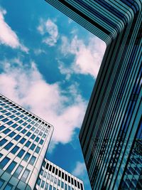 Low angle view of modern buildings against sky