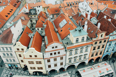 High angle view of buildings in city