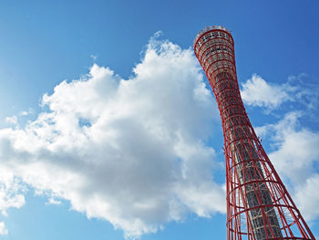 Low angle view of ferris wheel against cloudy sky