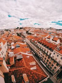 High angle view of townscape against sky