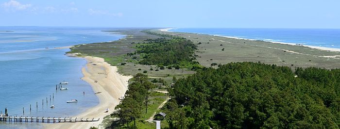 High angle view of beach against sky