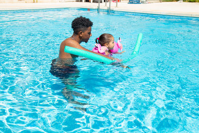 Boy swimming in pool