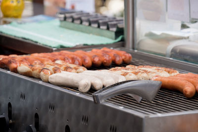 Close-up of meat on barbecue grill