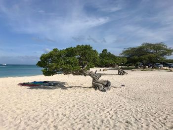 Scenic view of beach against sky