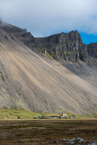 Scenic view of mountain on landscape against sky