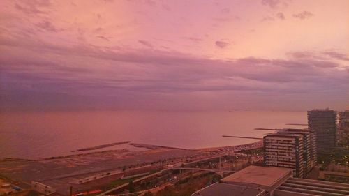 View of cityscape at sunset