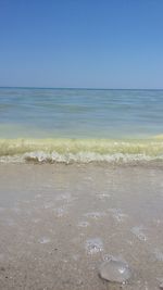 Scenic view of beach against clear sky