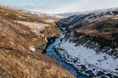 River in a canyon. nature in iceland. studlagil canyon