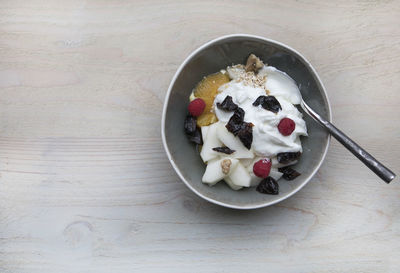 Close-up of breakfast on table