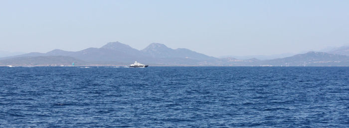 Panoramic view of sea against clear sky