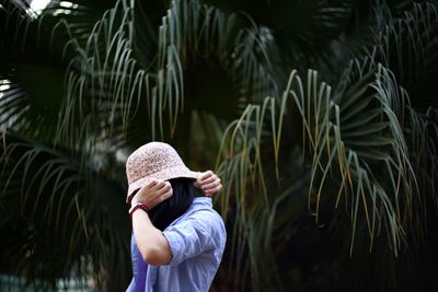 Woman looking at lake