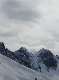 Scenic view of snow covered mountains against sky