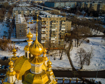 Golden domes on the background of the city