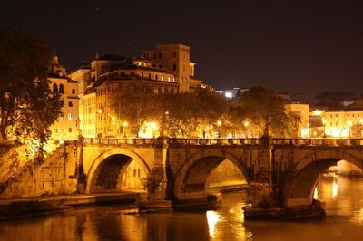Bridge over river at night