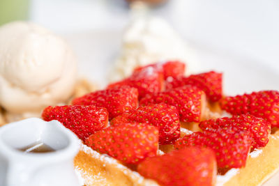 Close-up of strawberry cake