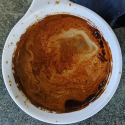 High angle view of cappuccino on table