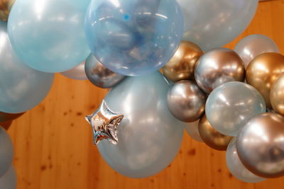 High angle view of balloons on table