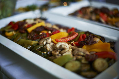 Close-up of food served in plate