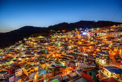 High angle view of townscape against sky