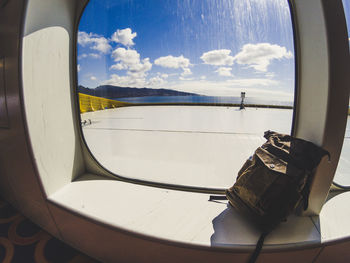 Sea seen through boat window