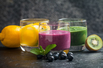 Close-up of drinks on table