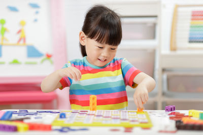 Portrait of cute girl at home