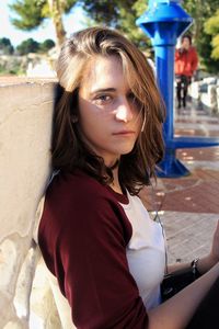 Close-up portrait of beautiful young woman