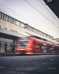 Blurred motion of train in city