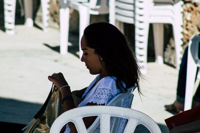 Portrait of woman looking outdoors