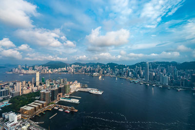 High angle view of cityscape against sky