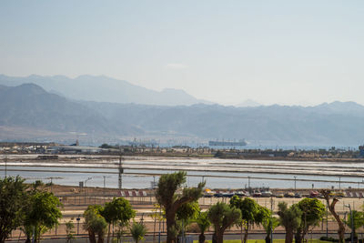 Scenic view of mountains against clear sky