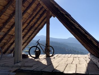 View of bicycle against cloudy sky