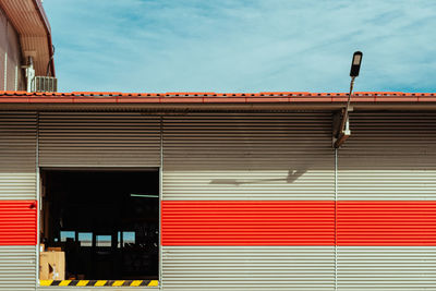 Metal warehouse with open cargo doors