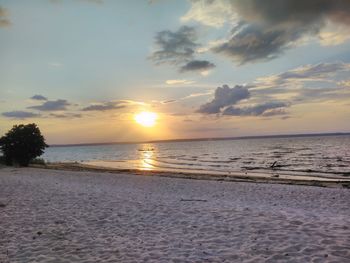 Scenic view of sea against sky during sunset