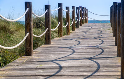 View of wooden footbridge 