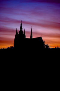 Silhouette of temple building against sky during sunset