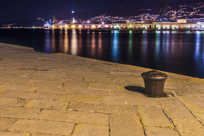 Skyline of trieste. atmospheric light at night. italy