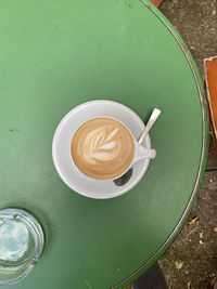 High angle view of coffee on table