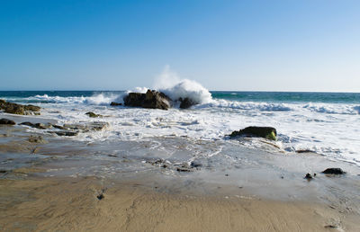 Scenic view of sea against clear sky