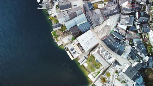 High angle view of street amidst buildings in city