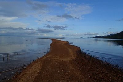 Scenic view of sea against cloudy sky