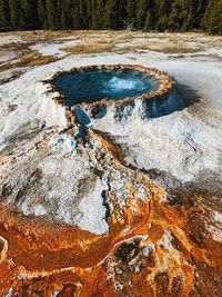High angle view of snow covered landscape