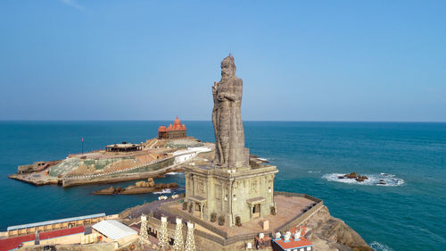 Panoramic view of sea against clear sky