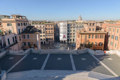 High angle view of buildings in city