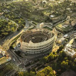 High angle view of buildings in city