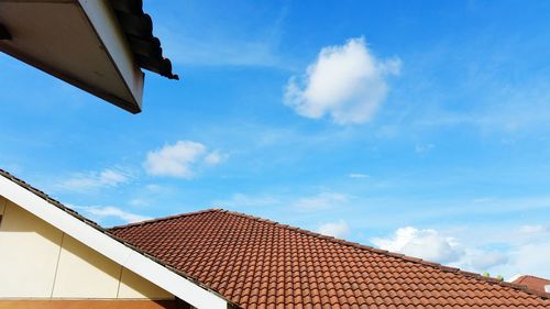 Low angle view of roof against sky