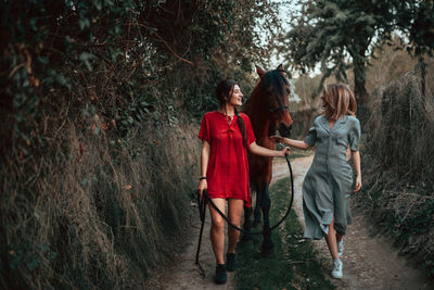 People standing in forest